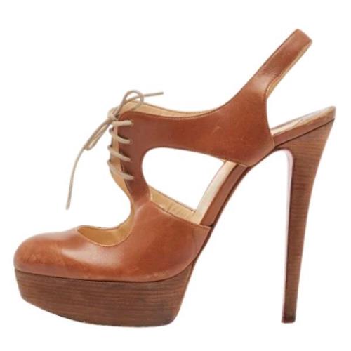 Pre-owned Leather sandals Christian Louboutin Pre-owned , Brown , Dame...