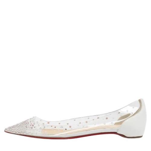 Pre-owned Leather flats Christian Louboutin Pre-owned , White , Dames