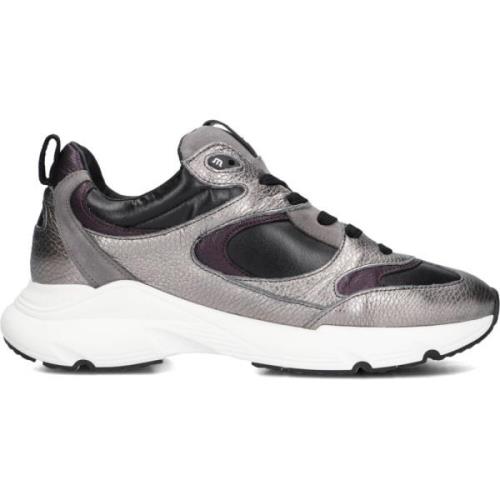 Zilver Paars Leren Lage Sneakers Maruti , Gray , Dames