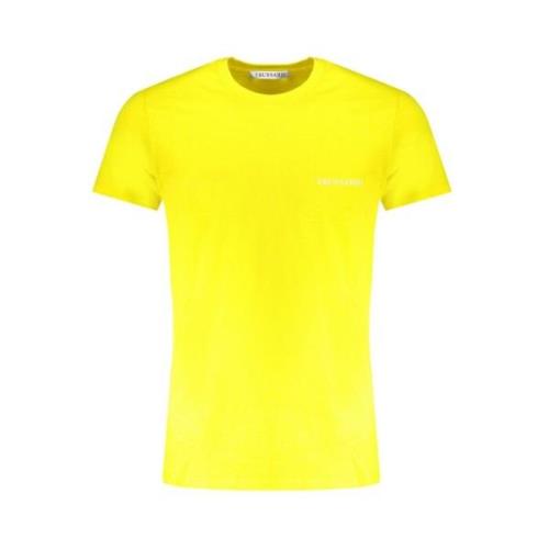 Gele Katoenen Logo Print T-Shirt Trussardi , Yellow , Heren