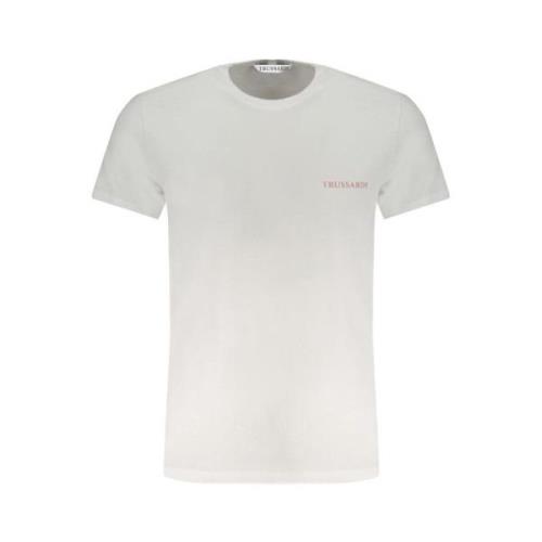 Katoenen T-shirt met Print Logo Trussardi , White , Heren