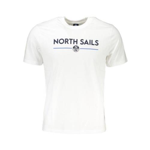 Katoen Logo Print Korte Mouw Tee North Sails , White , Heren