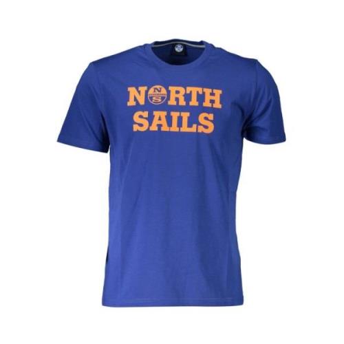 Blauw katoenen T-shirt met handtekeningprint North Sails , Blue , Here...