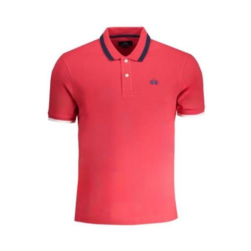 Rood Katoenen Poloshirt met korte mouwen La Martina , Red , Heren