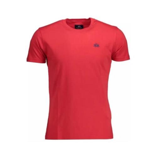 Elegant Roze Geborduurd Ronde Hals T-shirt La Martina , Red , Heren