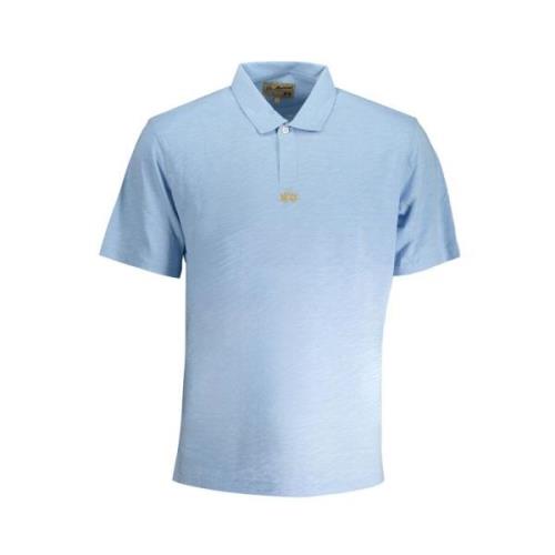 Blauw Katoenen Poloshirt met Borduursel La Martina , Blue , Heren