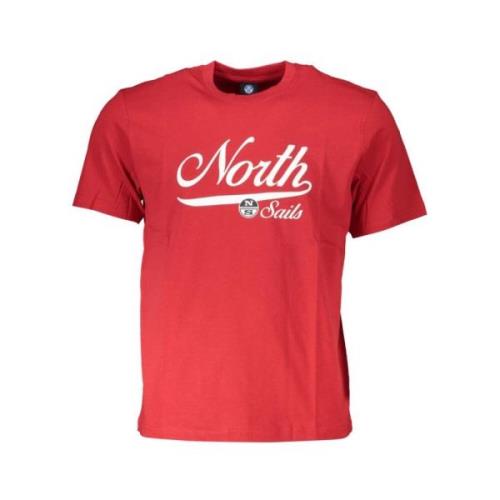 Rode Katoenen Logo Print T-Shirt North Sails , Red , Heren