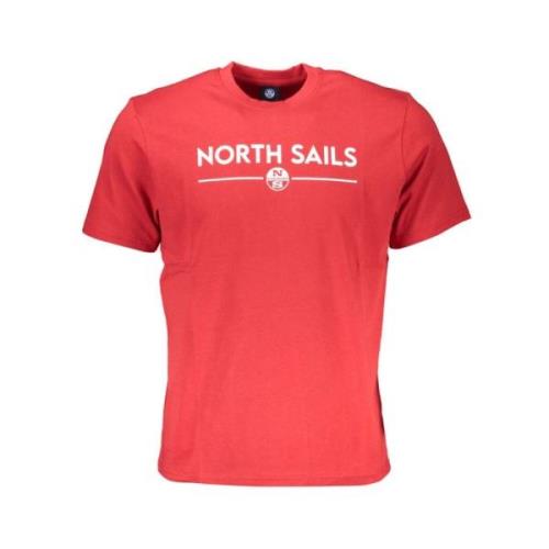 Rode Katoenen Print Logo T-Shirt North Sails , Red , Heren