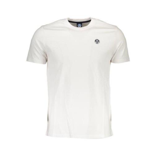 Wit Logo Detail Ronde Hals T-Shirt North Sails , White , Heren