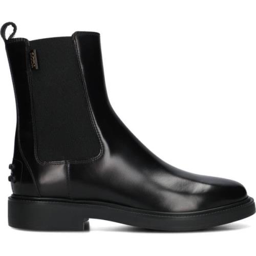 Zwarte Leren Chelsea Laars Tod's , Black , Dames