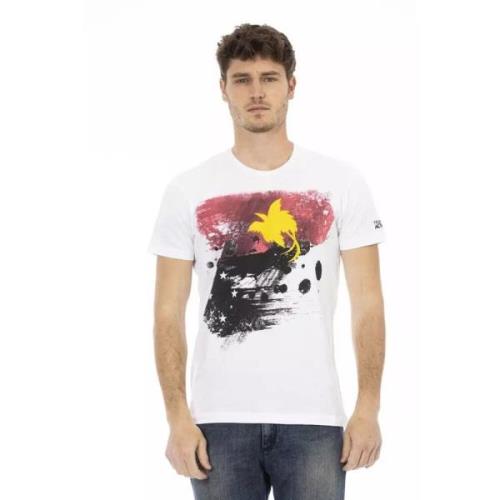 Grafische Print Wit Zomer T-Shirt Trussardi , White , Heren