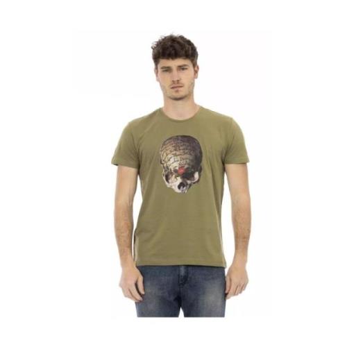 Slim-Fit Groen T-shirt met Frontprint Trussardi , Green , Heren