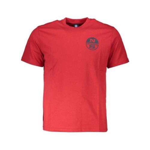 Rood Katoen Print Logo T-Shirt North Sails , Red , Heren