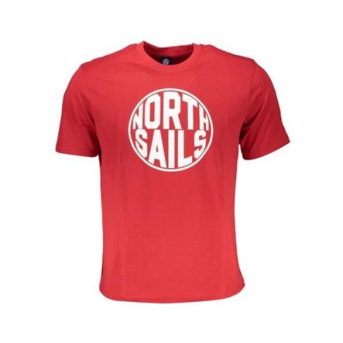 Rode Katoenen Logo Print T-Shirt North Sails , Red , Heren