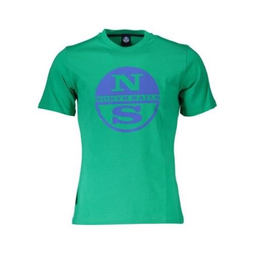 Groen Logo Katoen Tee North Sails , Green , Heren