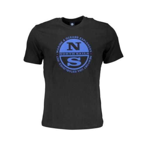 Zwart Katoenen T-shirt met Print Logo North Sails , Black , Heren