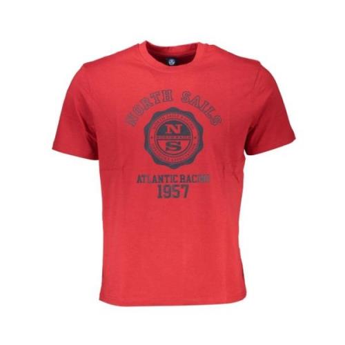 Rood Katoen Print Logo T-Shirt North Sails , Red , Heren