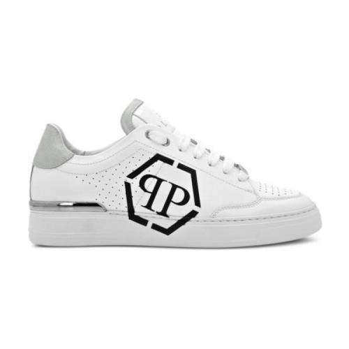 Wit Zwart Lo Top Sneakers Philipp Plein , White , Heren