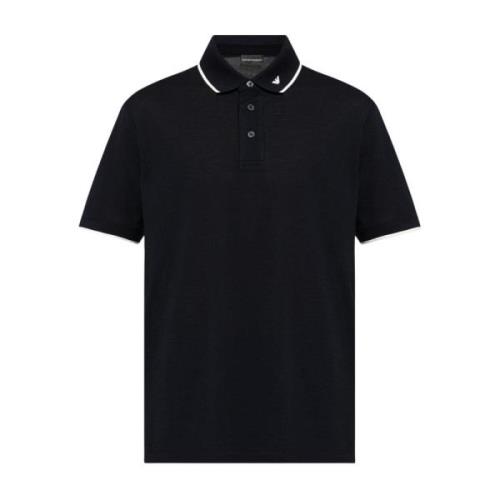 Blauw Polo Shirt Logo Geborduurd Emporio Armani , Blue , Heren