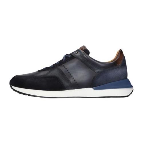 Blauwe Suède Heren Sneakers Stijlvol Model Magnanni , Blue , Heren