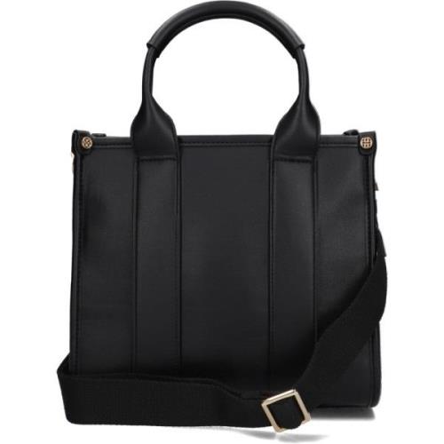 Zwarte Leren Shopper Tas V73 , Black , Dames