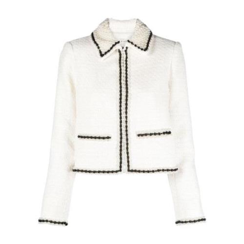 Witte Tweed Jas met Kralen Alice + Olivia , White , Dames