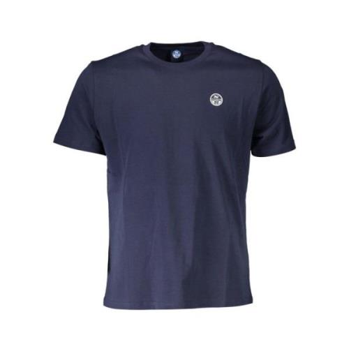 Blauw Katoenen T-shirt met Logo Detail North Sails , Blue , Heren