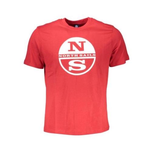 Rode Katoenen Logoprint T-shirt North Sails , Red , Heren