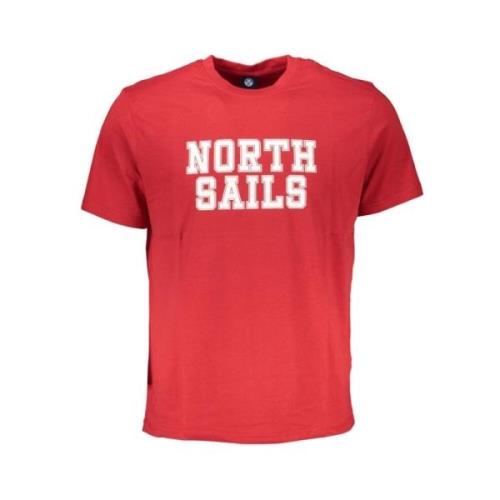 Rode Katoenen Logo Print T-Shirt North Sails , Red , Heren