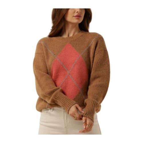 Diamond Knit Sweater Vest Zoom MOS Mosh , Brown , Dames