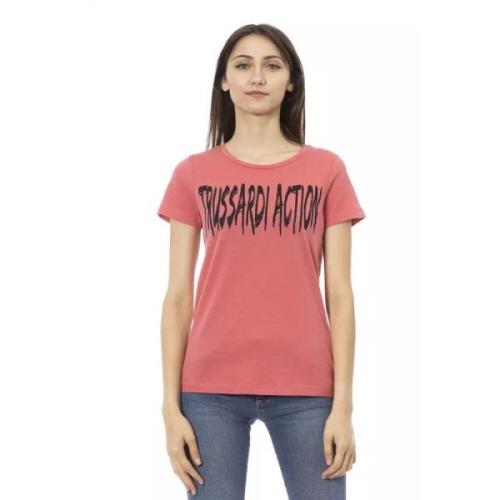 Elegant Roze T-shirt met Stijlvolle Print Trussardi , Pink , Dames