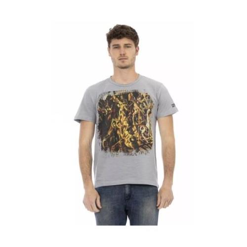 Stijlvol grijs T-shirt met korte mouwen en unieke print Trussardi , Gr...