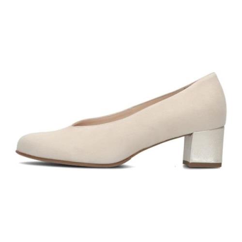 Beige Suède Blokhak Pump Florenz Hassia , Beige , Dames