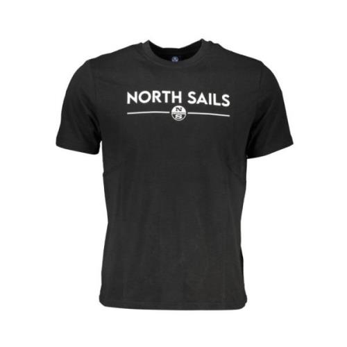 Zwart Katoenen T-shirt met Print Logo North Sails , Black , Heren