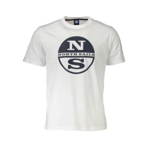 Knapperig Wit Katoenen T-Shirt met Handtekening Print North Sails , Wh...