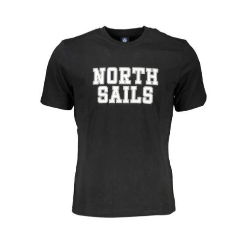 Zwart Katoenen T-Shirt met Print Logo North Sails , Black , Heren