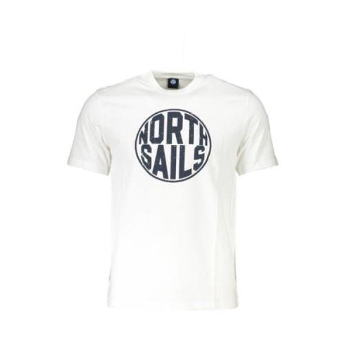 Katoenen Logo Print Korte Mouw Tee North Sails , White , Heren