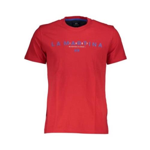 Elegant Roze Katoenen T-Shirt Ronde Hals La Martina , Red , Heren