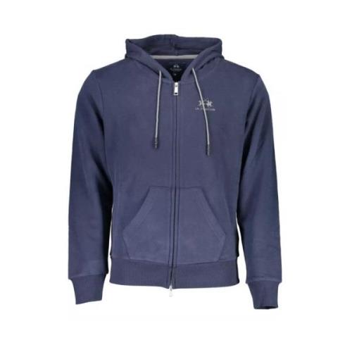 Blauwe hoodie met rits La Martina , Blue , Heren