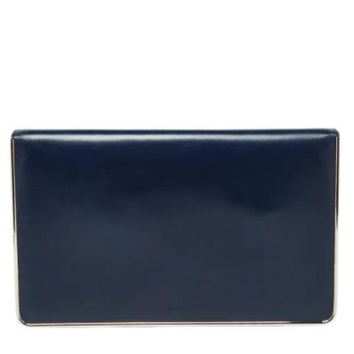 Pre-owned Leather clutches Dior Vintage , Blue , Dames