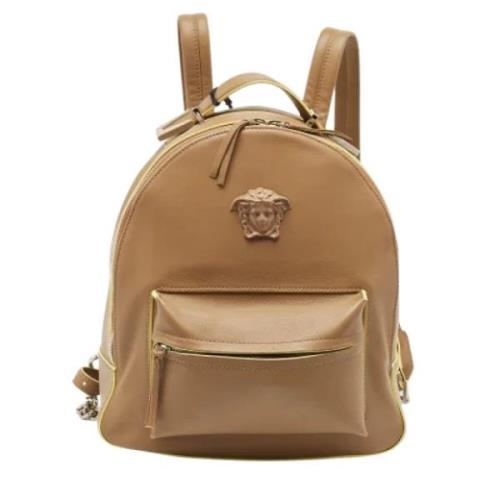 Pre-owned Leather backpacks Versace Pre-owned , Beige , Dames