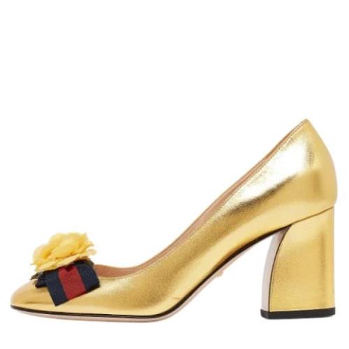 Pre-owned Leather heels Gucci Vintage , Yellow , Dames