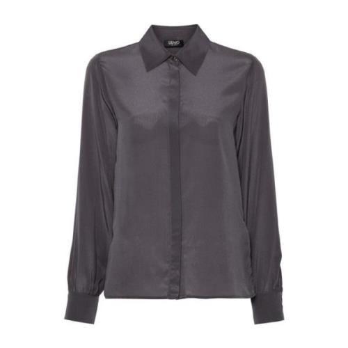 Zijden Crepe Grijze Shirt Liu Jo , Gray , Dames