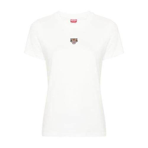 Wit T-shirt met Lucky Tiger borduursel Kenzo , White , Dames