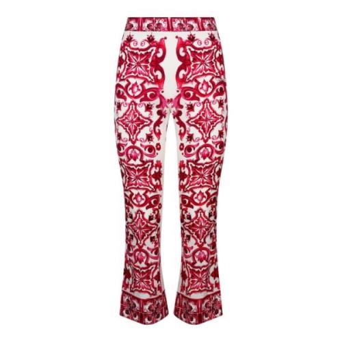 Zijden Majolica Print Broek Dolce & Gabbana , Multicolor , Dames