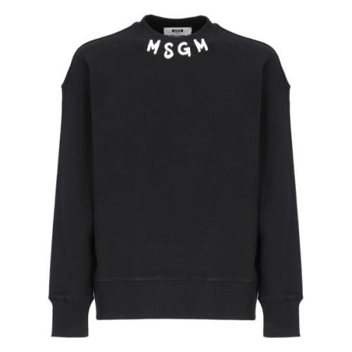 Zwarte Katoenen Sweatshirt met Logo Msgm , Black , Heren