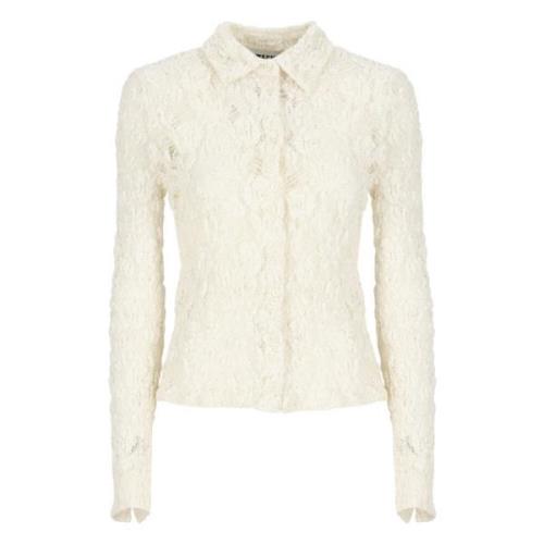 Ivoor Katoenen Shirt met Kraag Msgm , Beige , Dames