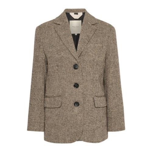 Bruin Tweed Mix Jas Klassieke Stijl Part Two , Brown , Dames