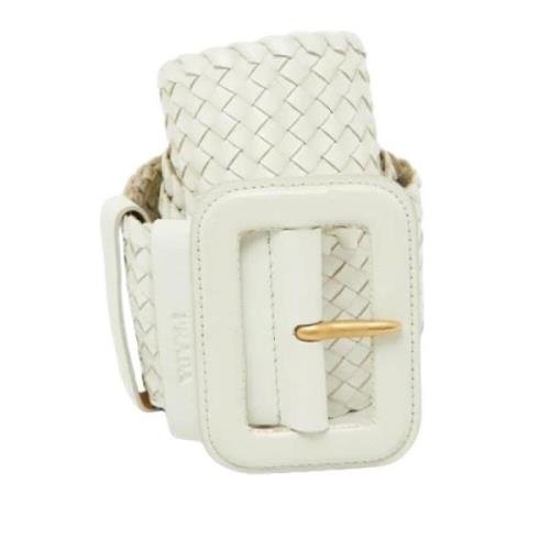 Pre-owned Leather belts Prada Vintage , White , Dames