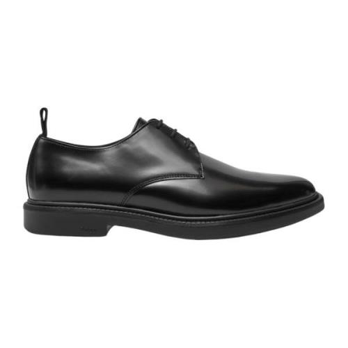 Elegante Leren Veterschoenen Zwart Boss , Black , Heren